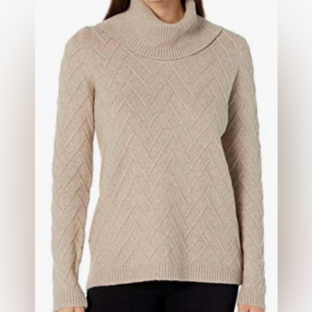 CALVIN KLEIN Women's Chevron-stitch Cowl Neck Sweater Size XL EUC - Picture 5 of 17